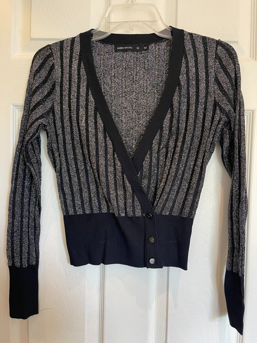 Karen Millen - cardigan style formal sweater in black and silver, size XS